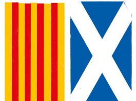 Banderas de Cataluña y Escocia