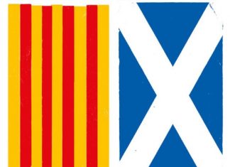 Banderas de Cataluña y Escocia